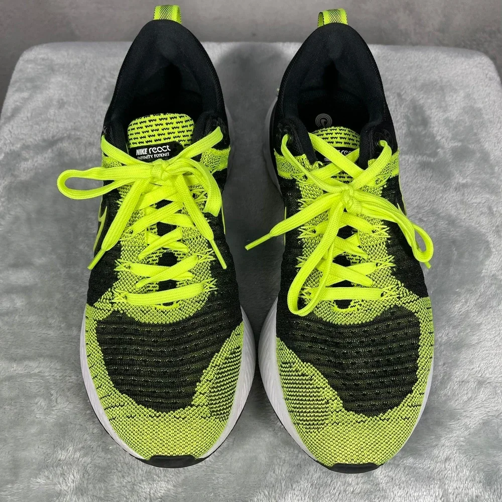 Nike React Infinity Run Flyknit Men Size 9.5 Volt Black Sneakers CD4371-700